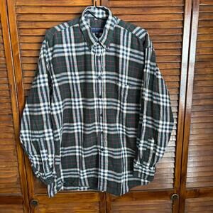 Kenneth Gordon USA Men's Vintage Button Down Shirt - Green Plaid Size Large